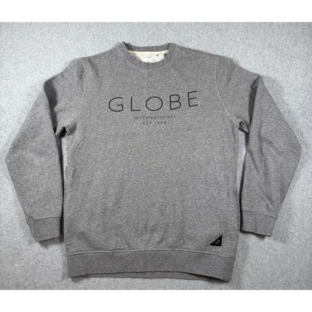 NWOT Globe Sweatshirt Women Gray International Logo Pullover Skate Streetwear M
